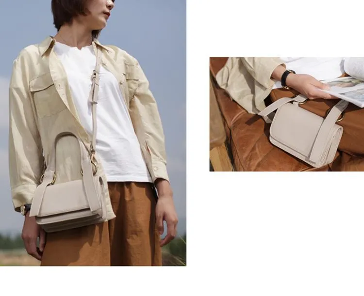 Fashiong Womens White Leather Handbag Shoulder Bag Crossbody Bag Blue Top Handle Satchel Purse for Ladeis