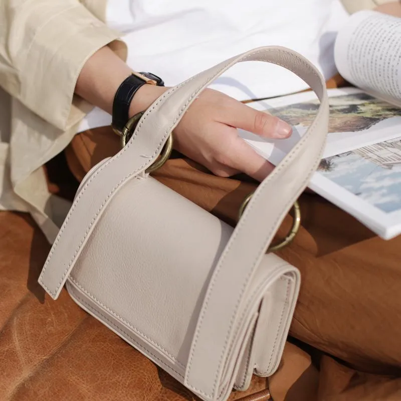Fashiong Womens White Leather Handbag Shoulder Bag Crossbody Bag Blue Top Handle Satchel Purse for Ladeis