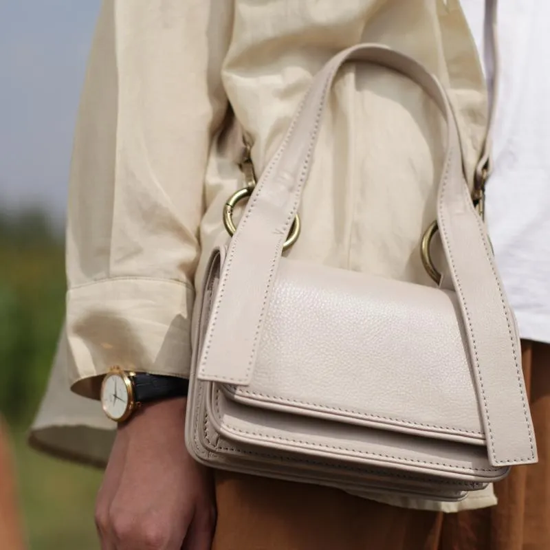 Fashiong Womens White Leather Handbag Shoulder Bag Crossbody Bag Blue Top Handle Satchel Purse for Ladeis