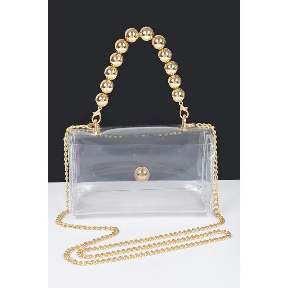 FASHNZFAB Beaded Handle Iconic Stadium Clutch Bag