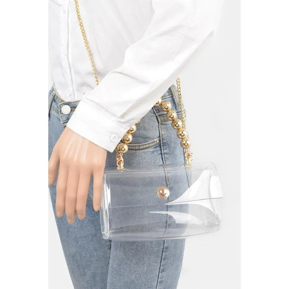 FASHNZFAB Beaded Handle Iconic Stadium Clutch Bag