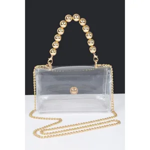 FASHNZFAB Beaded Handle Iconic Stadium Clutch Bag