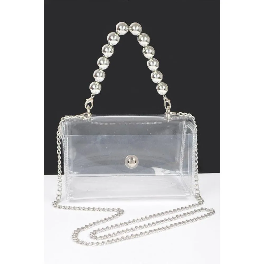 FASHNZFAB Beaded Handle Iconic Stadium Clutch Bag