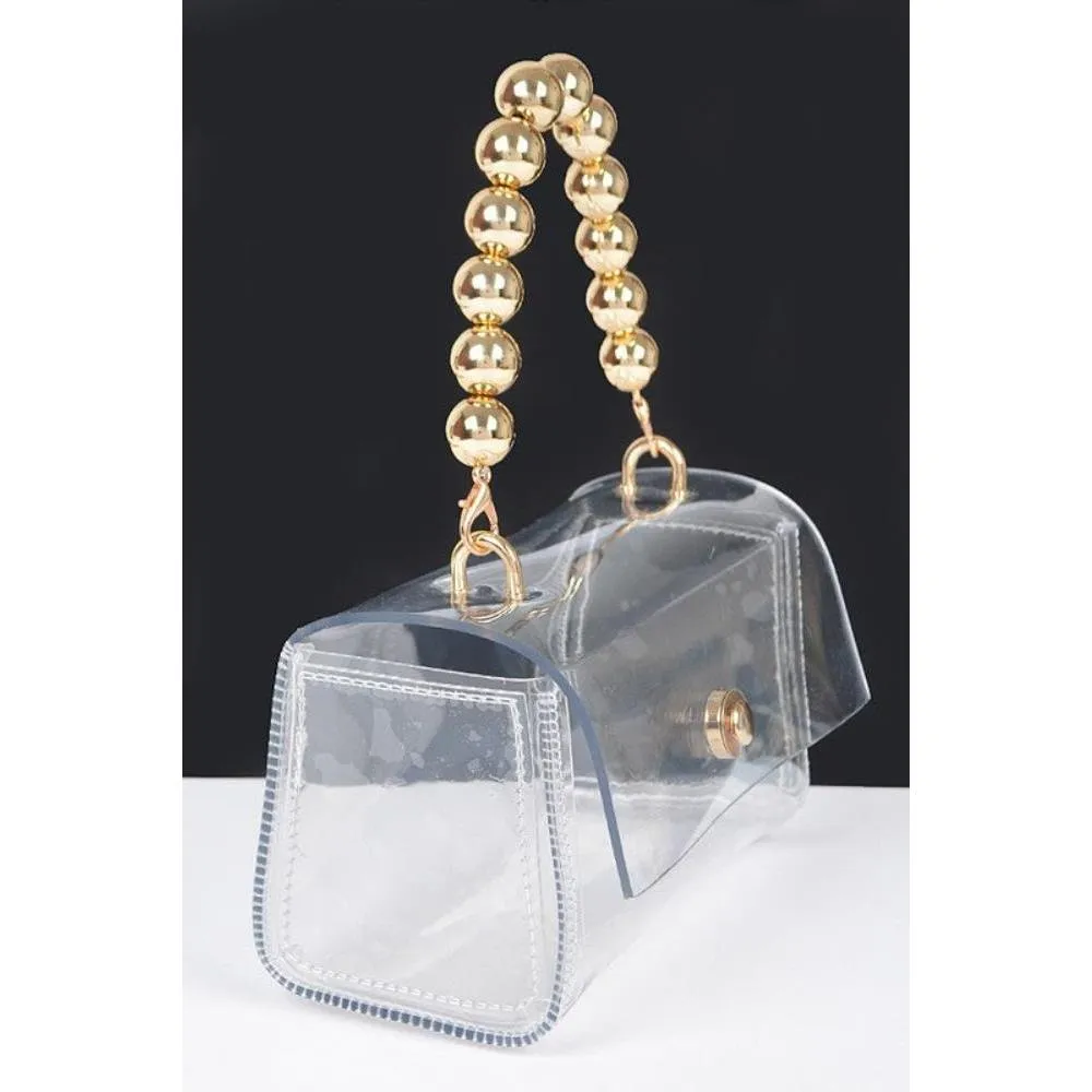 FASHNZFAB Beaded Handle Iconic Stadium Clutch Bag