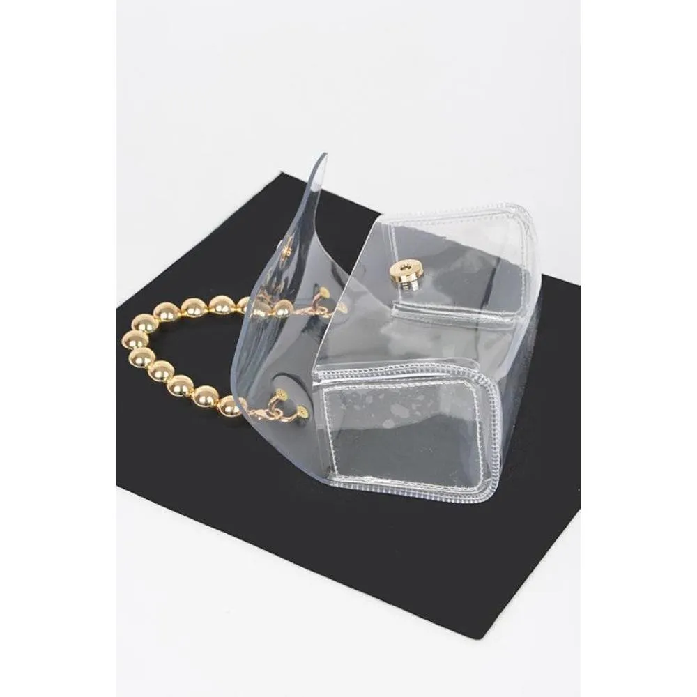 FASHNZFAB Beaded Handle Iconic Stadium Clutch Bag