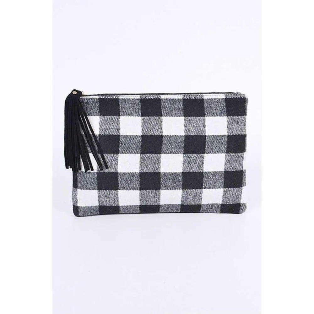 FASHNZFAB Buffalo Check Large Envelope Clutch