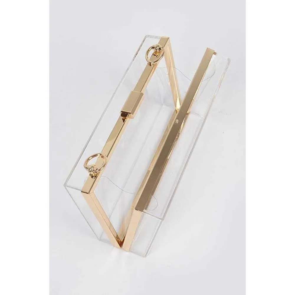 FASHNZFAB Crystal Chunky Chain Clear Box Clutch