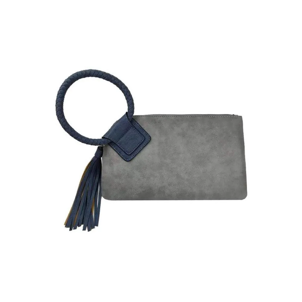 FASHNZFAB Fashion Cuff Handle Tassel Wristlet Clutch