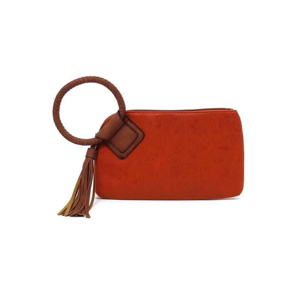 FASHNZFAB Fashion Cuff Handle Tassel Wristlet Clutch
