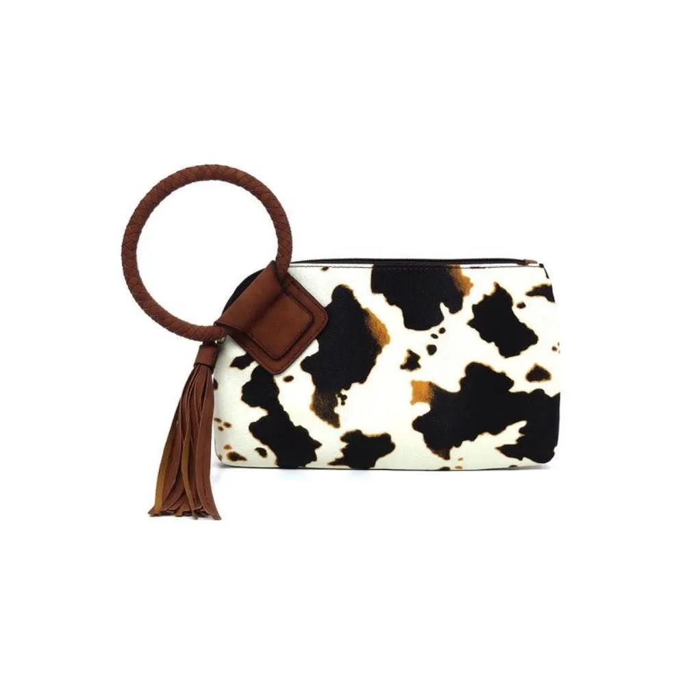 FASHNZFAB Fashion Cuff Handle Tassel Wristlet Clutch