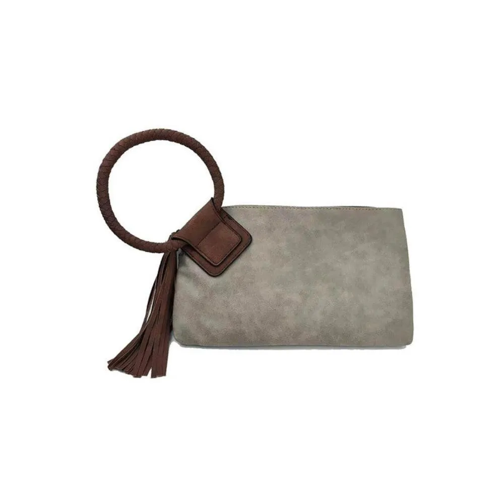 FASHNZFAB Fashion Cuff Handle Tassel Wristlet Clutch