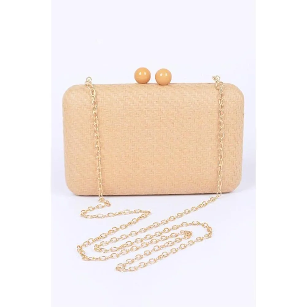 FASHNZFAB Faux Straw Iconic Box Clutch