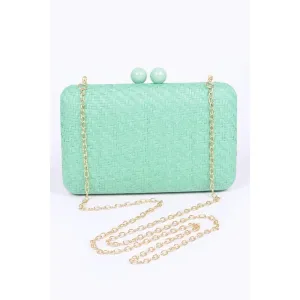 FASHNZFAB Faux Straw Iconic Box Clutch