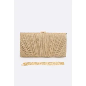 FASHNZFAB Metallic Pleated Bridal Party Box Clutch