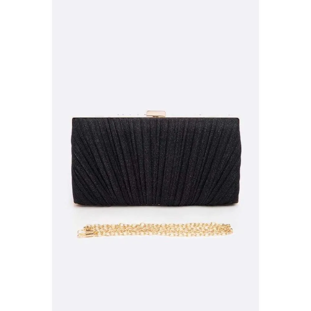 FASHNZFAB Metallic Pleated Bridal Party Box Clutch