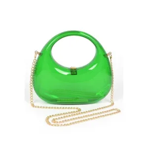 FASHNZFAB Molded Cleared Acrylic Top Handle Box Clutch