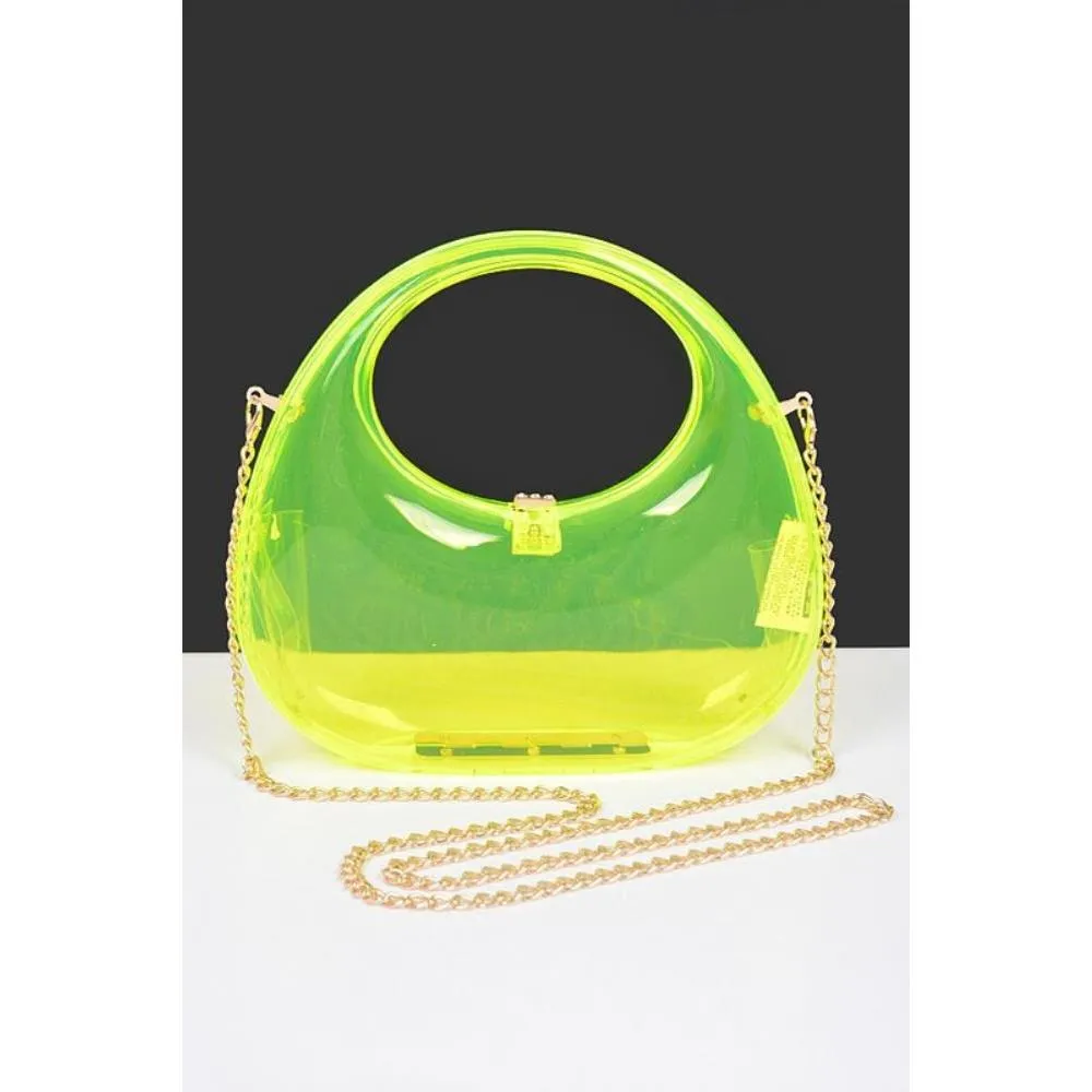 FASHNZFAB Molded Cleared Acrylic Top Handle Box Clutch