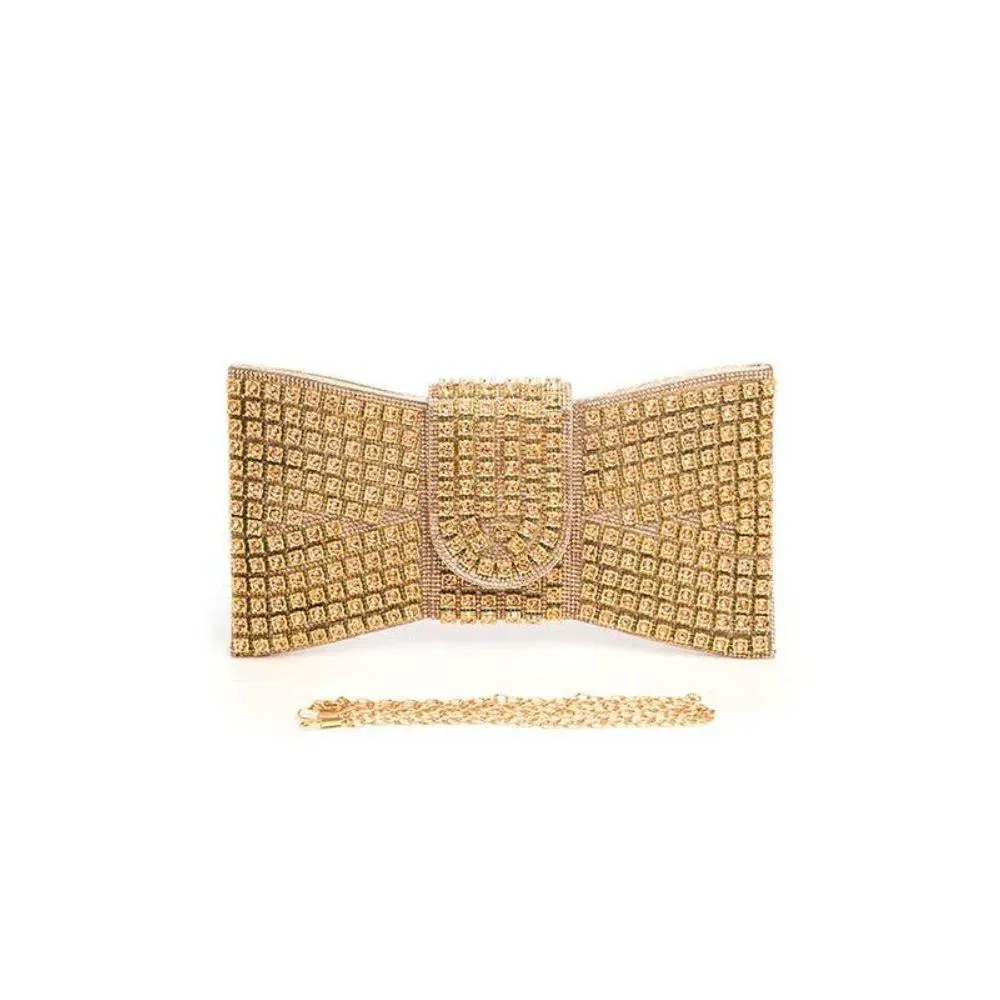 FASHNZFAB Rhinestone Bowtie Iconic Clutch Bag