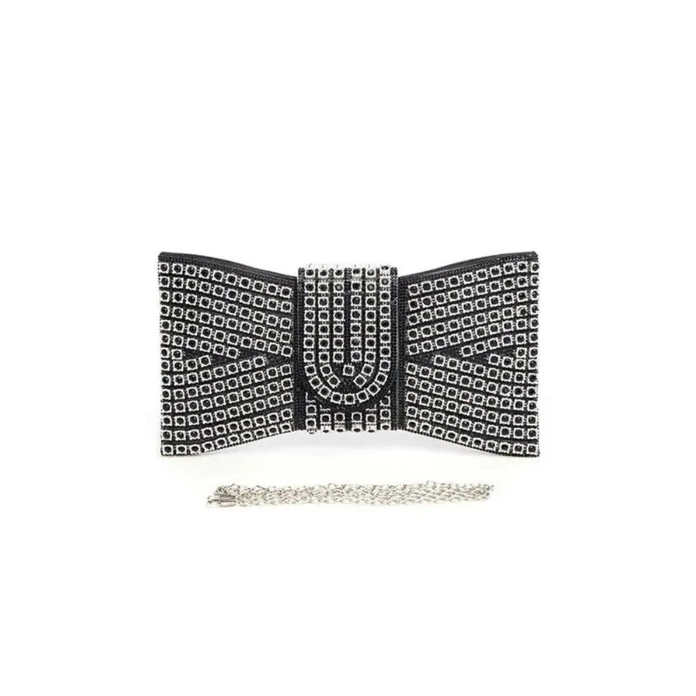 FASHNZFAB Rhinestone Bowtie Iconic Clutch Bag