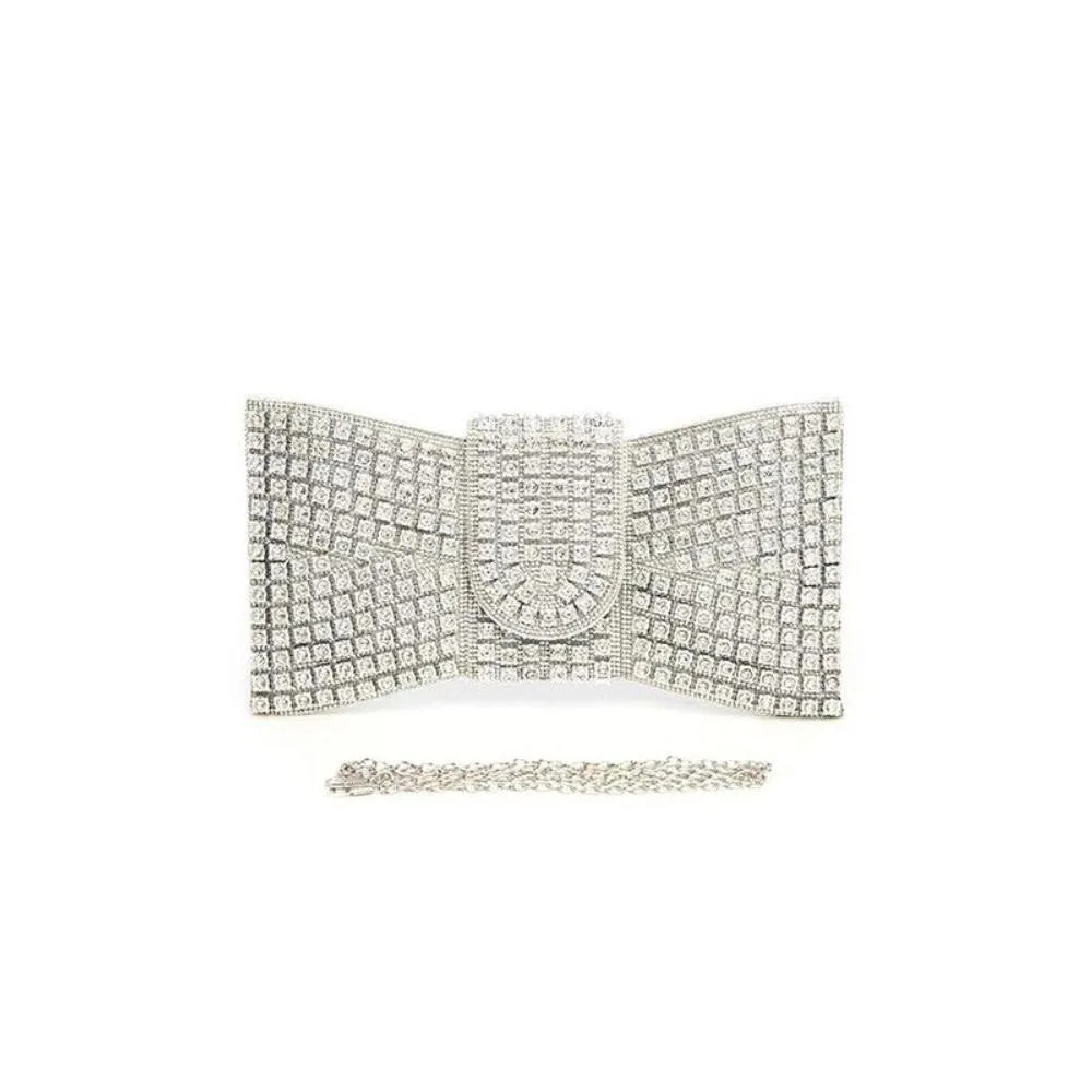 FASHNZFAB Rhinestone Bowtie Iconic Clutch Bag