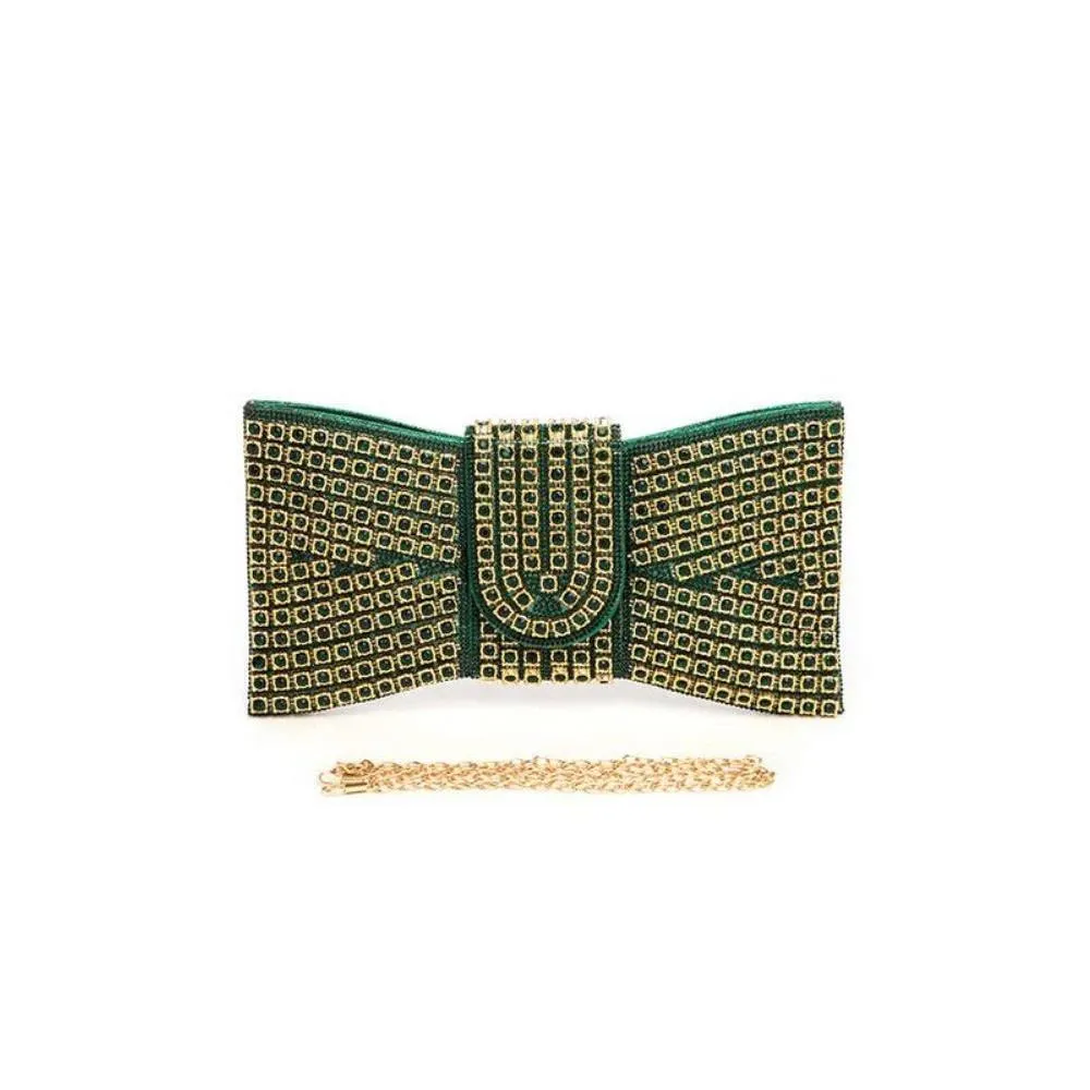 FASHNZFAB Rhinestone Bowtie Iconic Clutch Bag