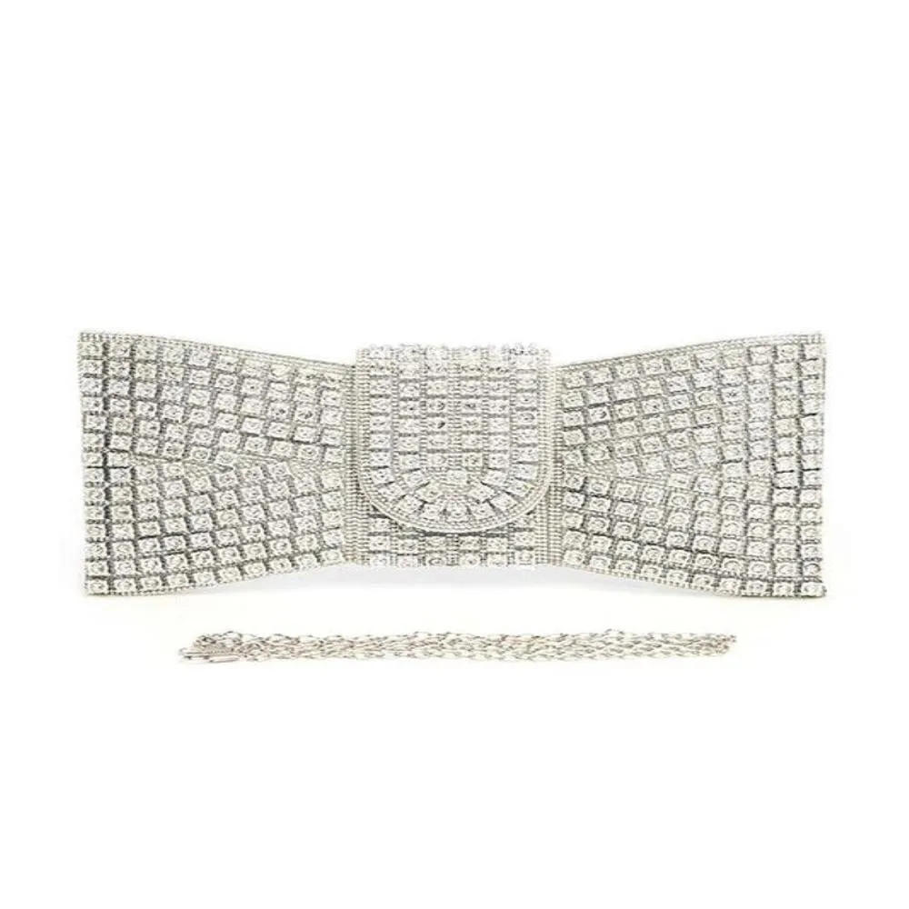 FASHNZFAB Rhinestone Bowtie Iconic Clutch Bag