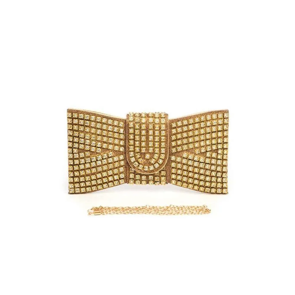 FASHNZFAB Rhinestone Bowtie Iconic Clutch Bag