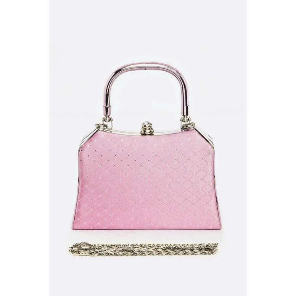 FASHNZFAB Satin Top Handle Box Clutch