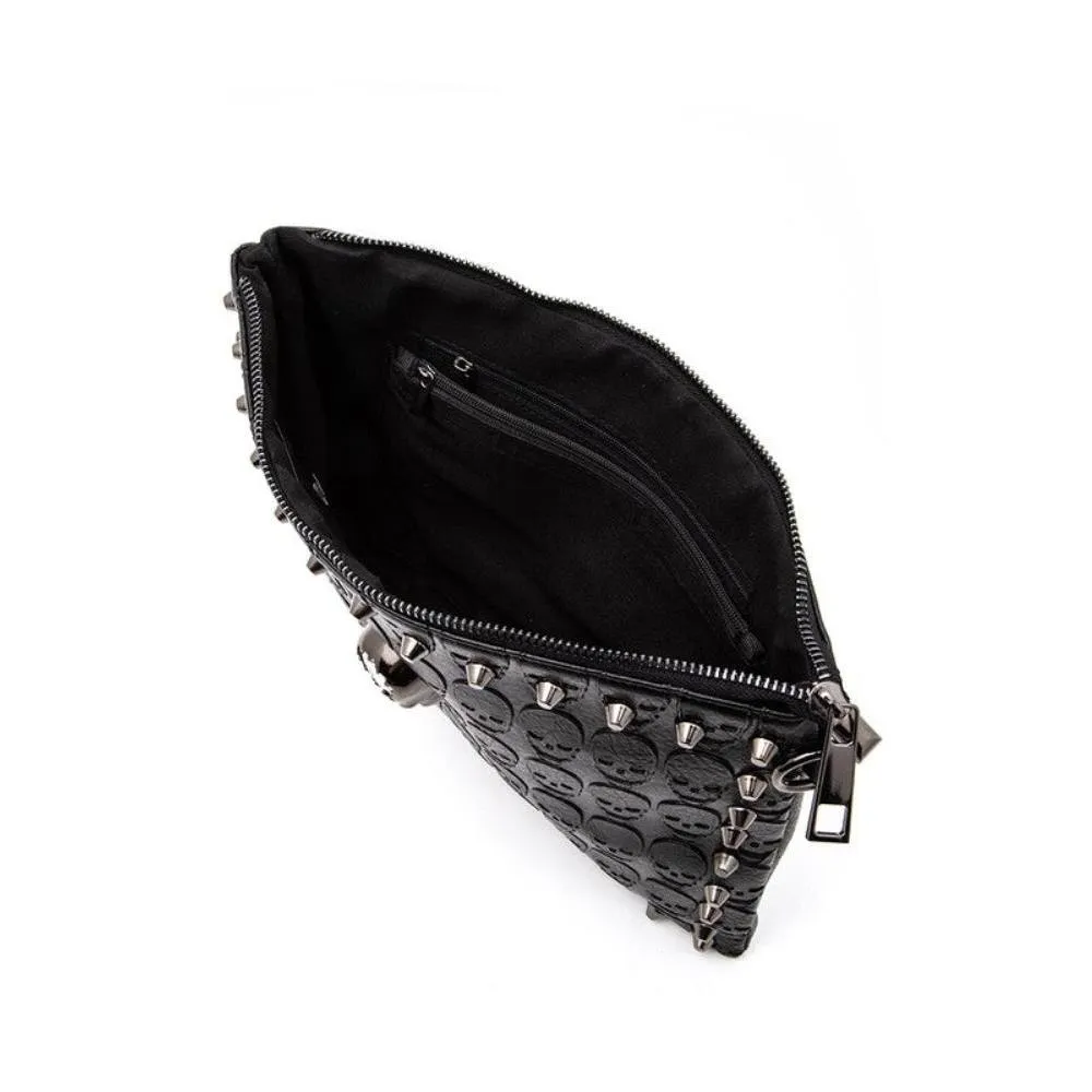FASHNZFAB Skull Studs Convertible Crossbody Clutch Swing Bag