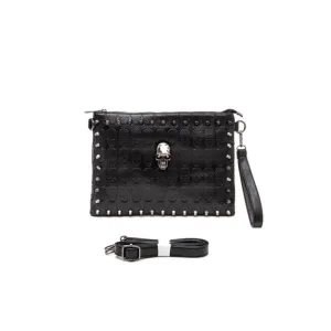 FASHNZFAB Skull Studs Convertible Crossbody Clutch Swing Bag