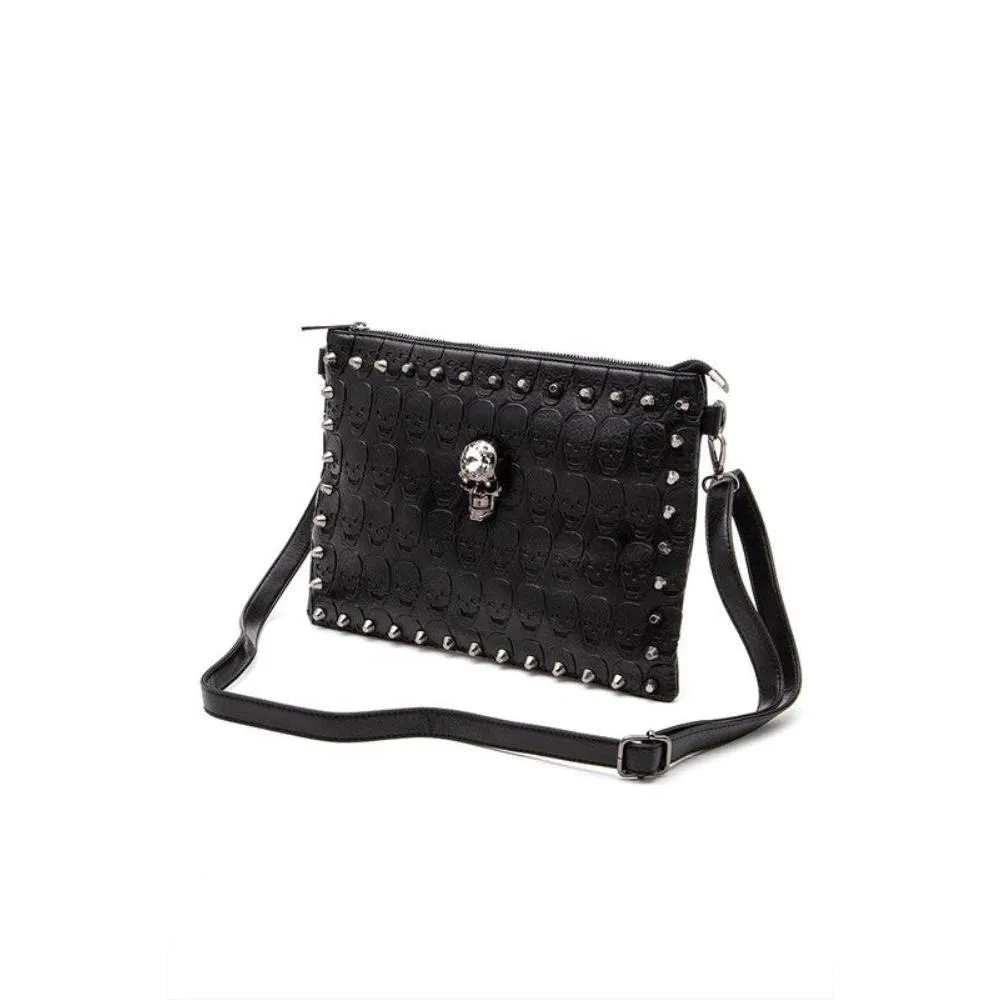 FASHNZFAB Skull Studs Convertible Crossbody Clutch Swing Bag