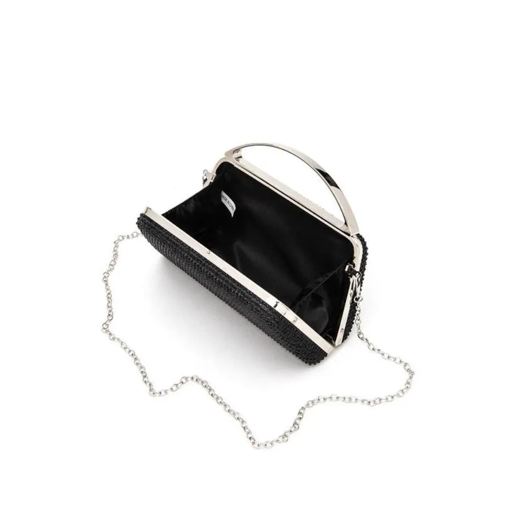 FASHNZFAB Slim Top Handle Rhinestone Box Clutch