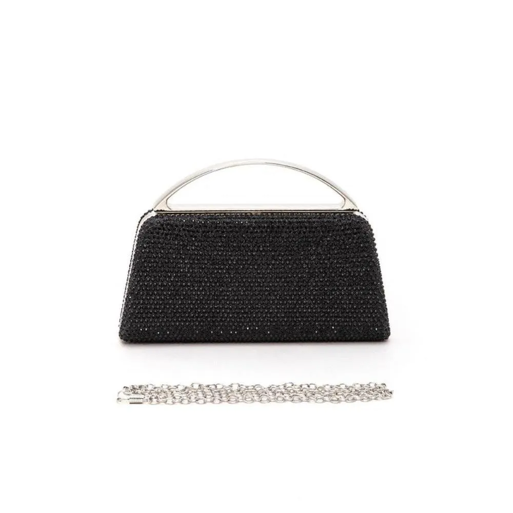 FASHNZFAB Slim Top Handle Rhinestone Box Clutch