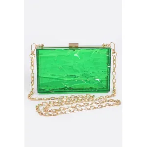 FASHNZFAB Textured Acrylic Transparent Box Clutch