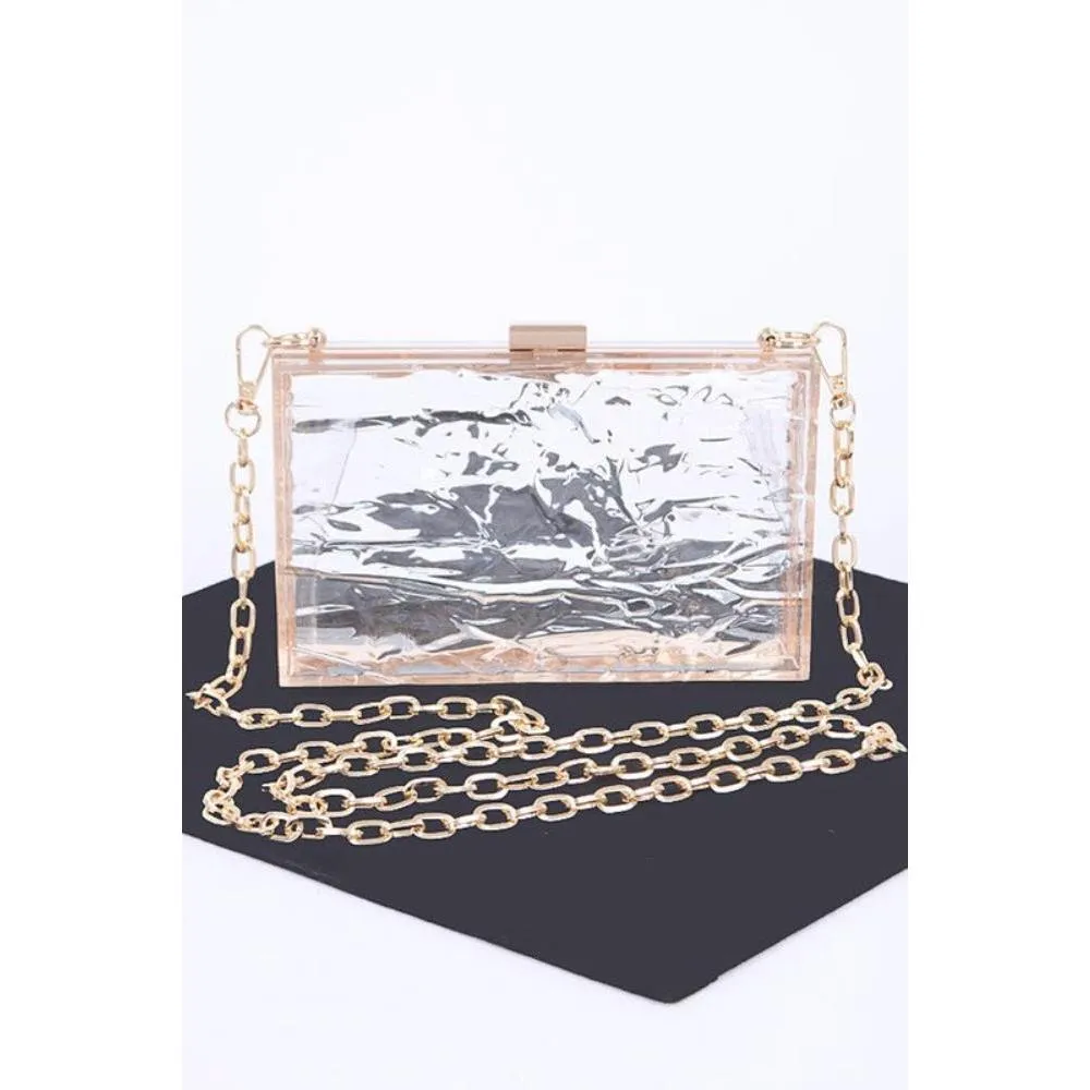 FASHNZFAB Textured Acrylic Transparent Box Clutch