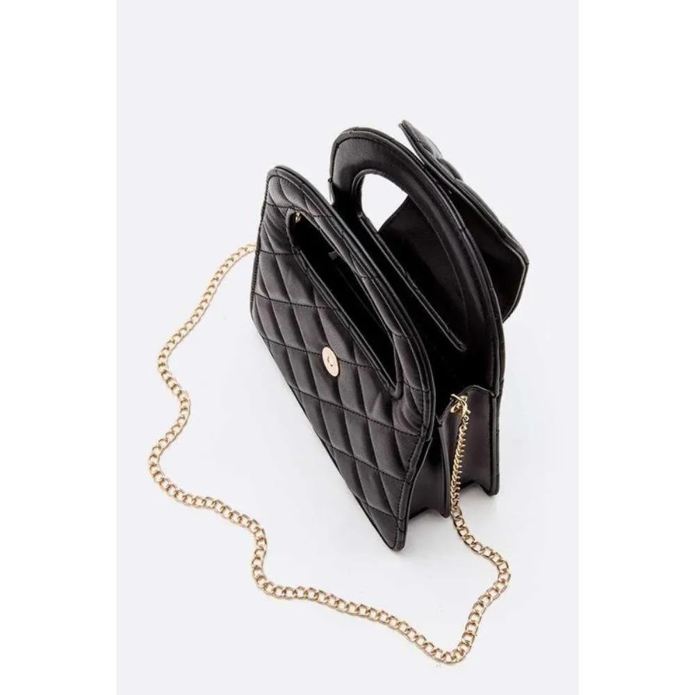 FASHNZFAB Top Handle Convertible Quilted Clutch Swing Bag