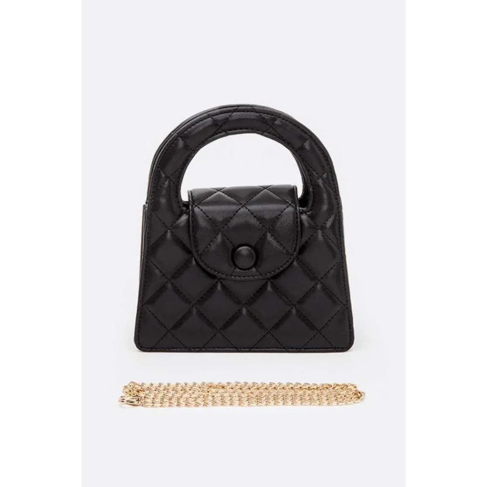 FASHNZFAB Top Handle Convertible Quilted Clutch Swing Bag