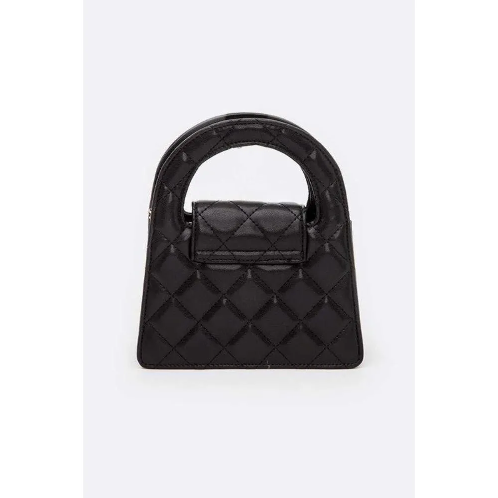 FASHNZFAB Top Handle Convertible Quilted Clutch Swing Bag