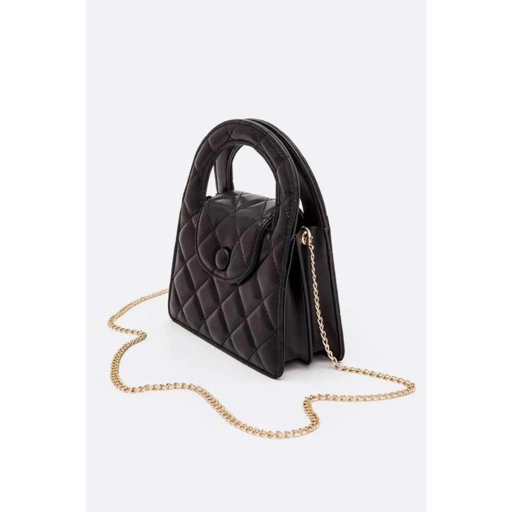 FASHNZFAB Top Handle Convertible Quilted Clutch Swing Bag
