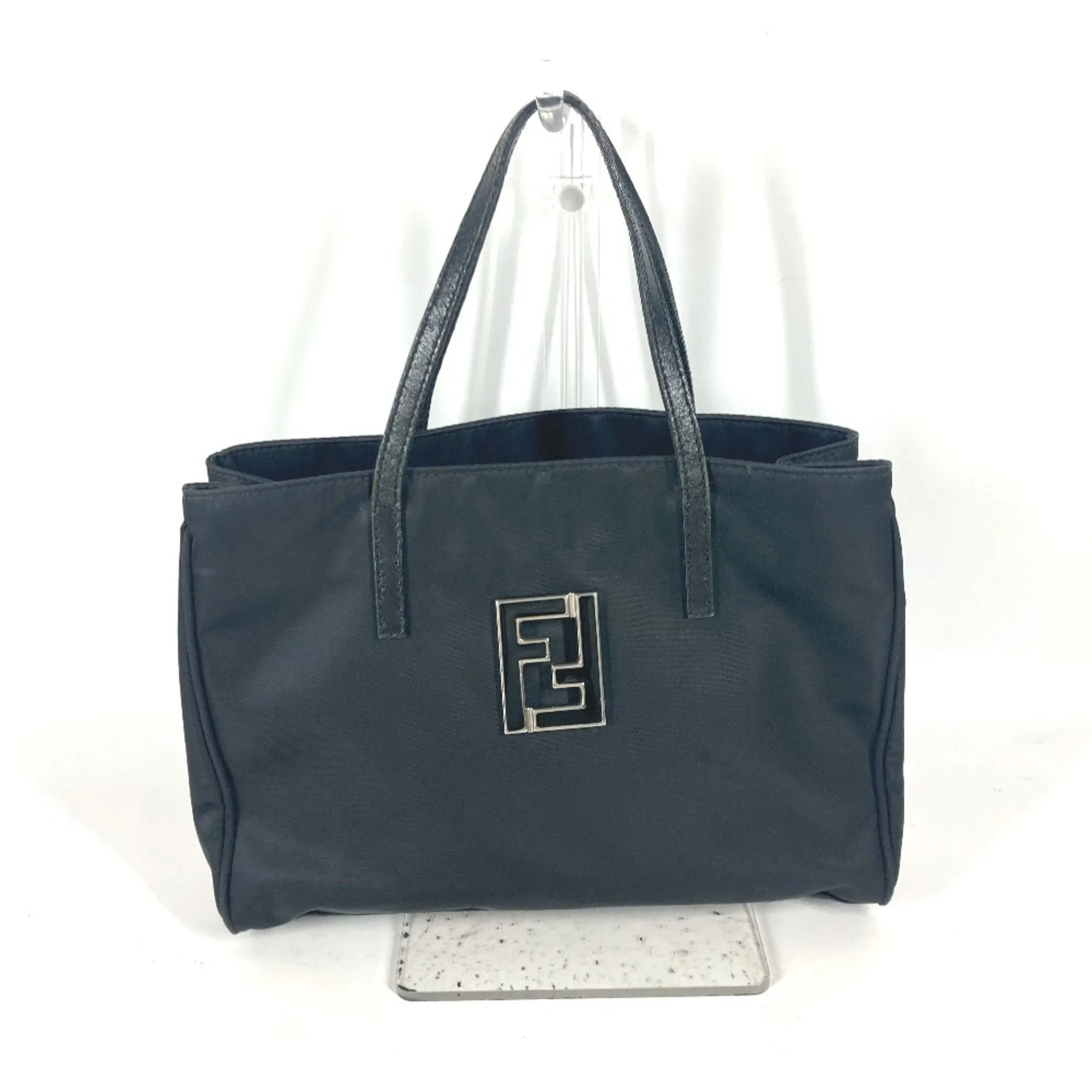Fendi Leather Nylon Handbag Tote Bag (Pre-Owned)