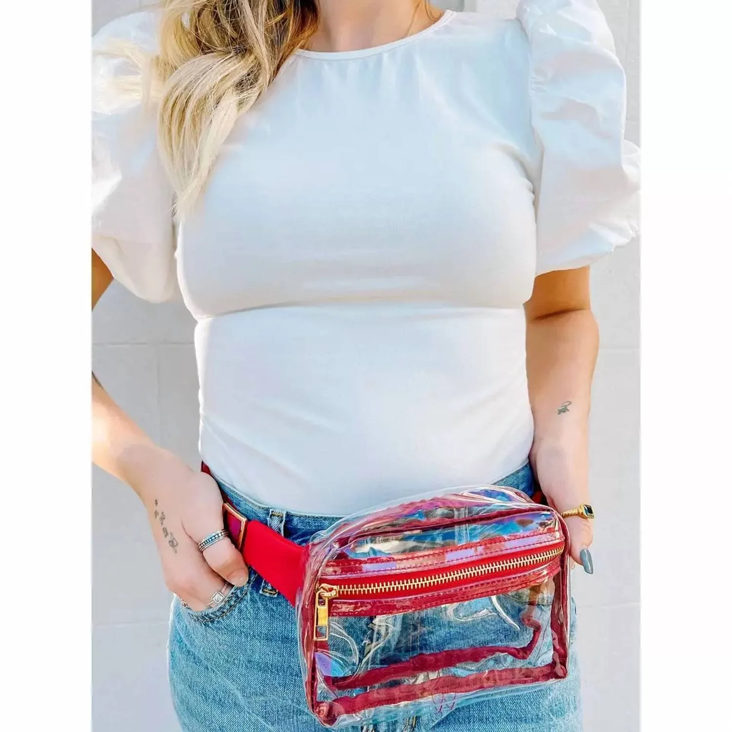 Ferris Clear Belt Bag In Red