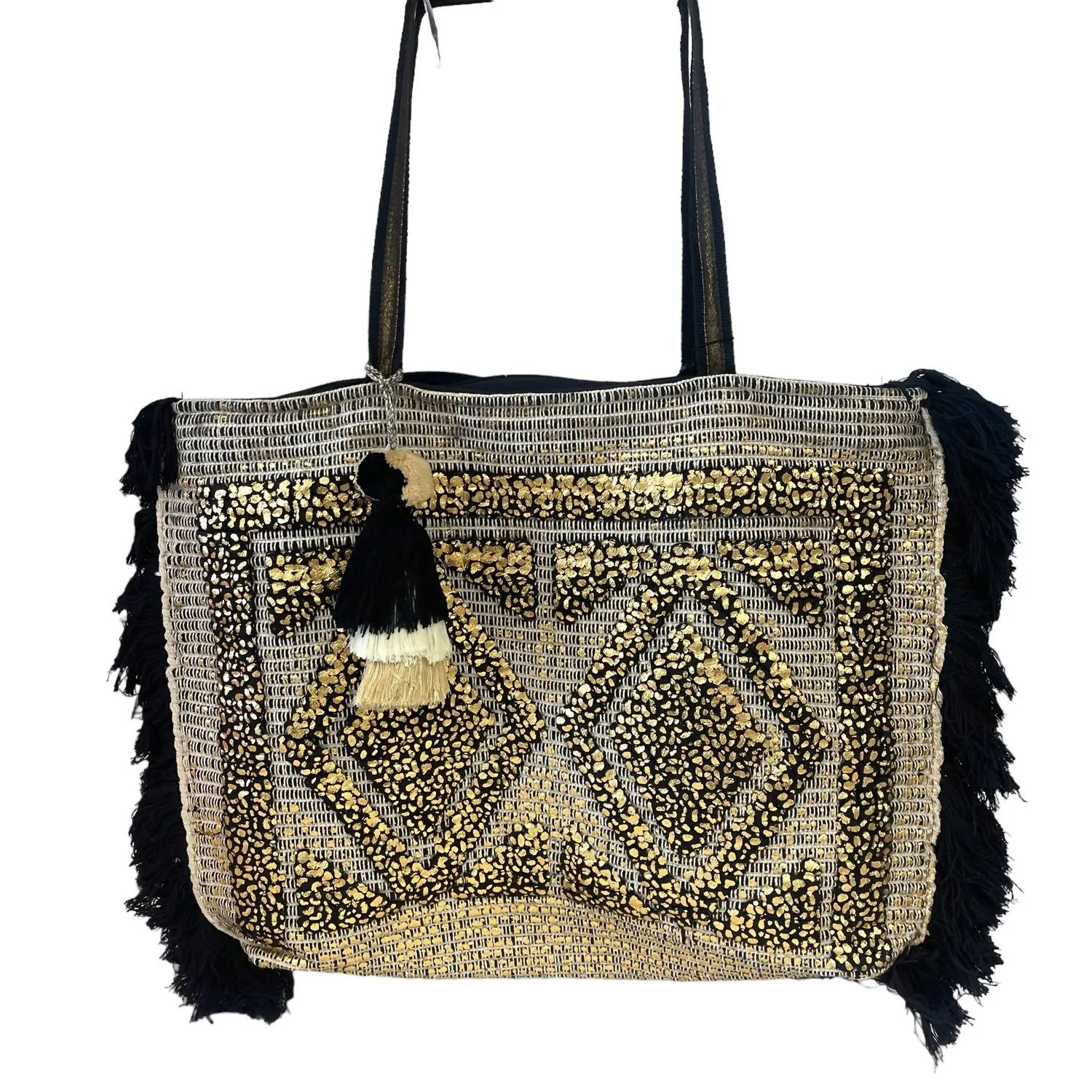 Foil Tufted Tote In Gold
