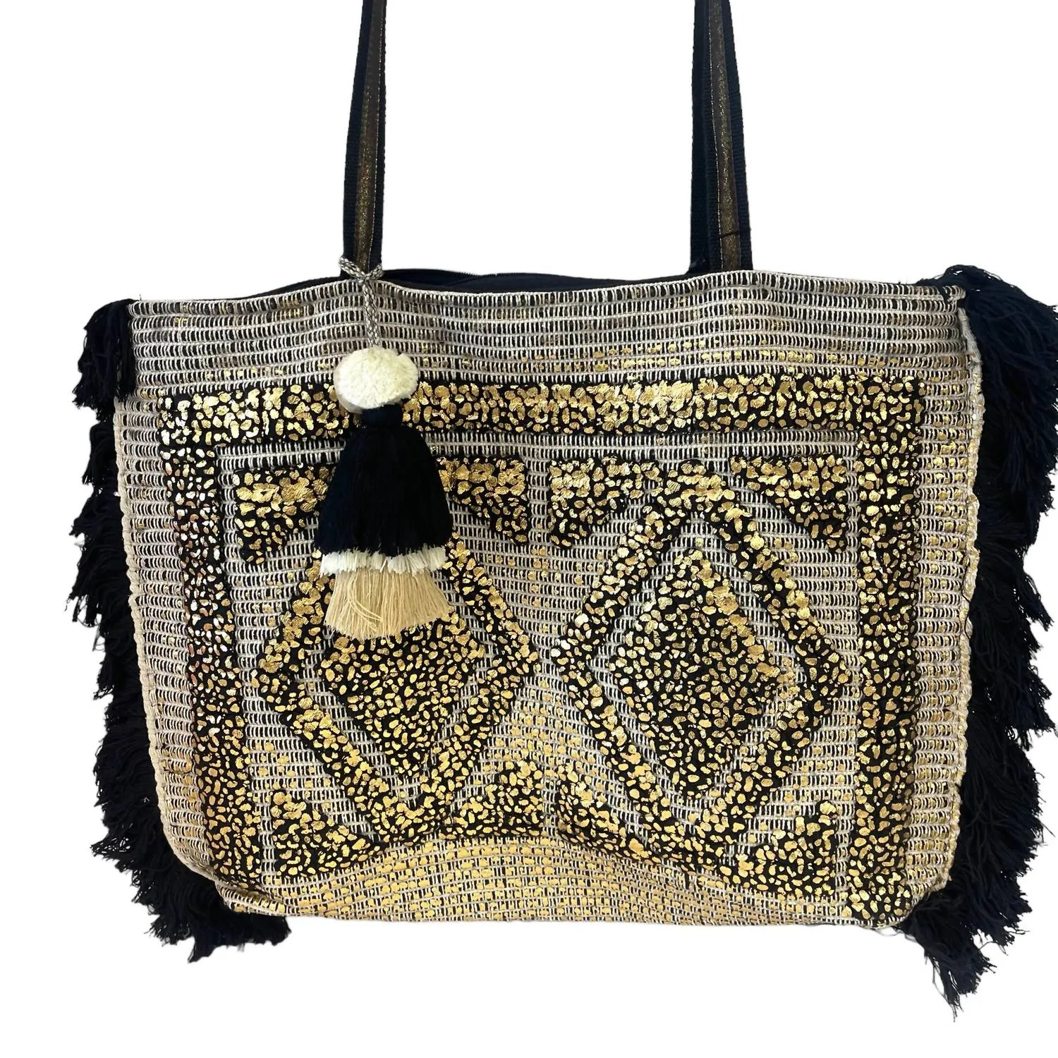 Foil Tufted Tote In Gold