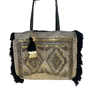 Foil Tufted Tote In Gold