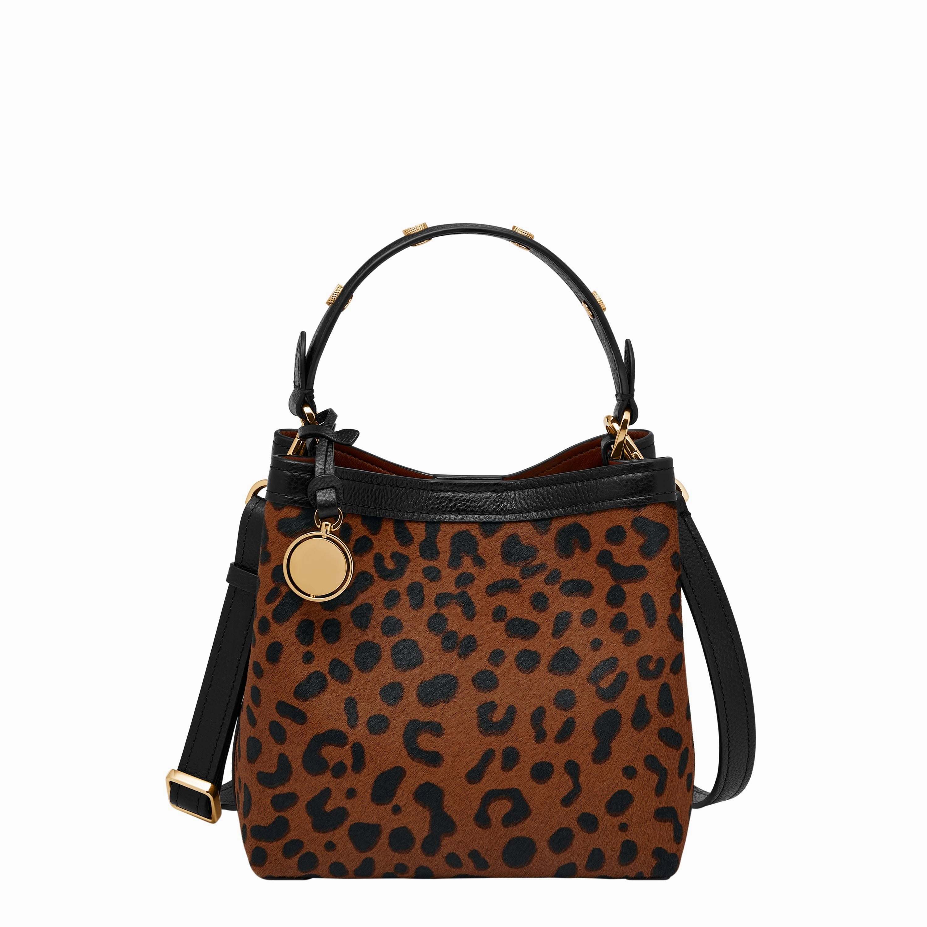 Fossil Women's Jessie Printed Haircalf Leather Small Bucket Crossbody