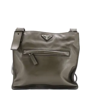 Front Pocket Zip Messenger Bag Soft Calfskin Medium