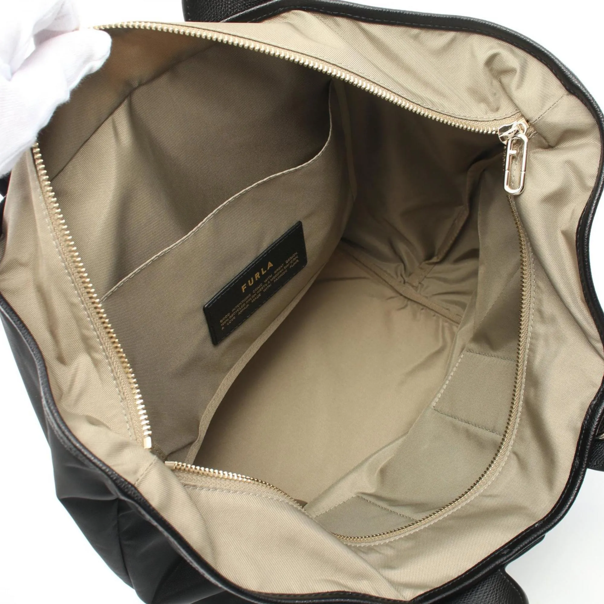 Furla   Leather Nylon Canvas Tote Bag