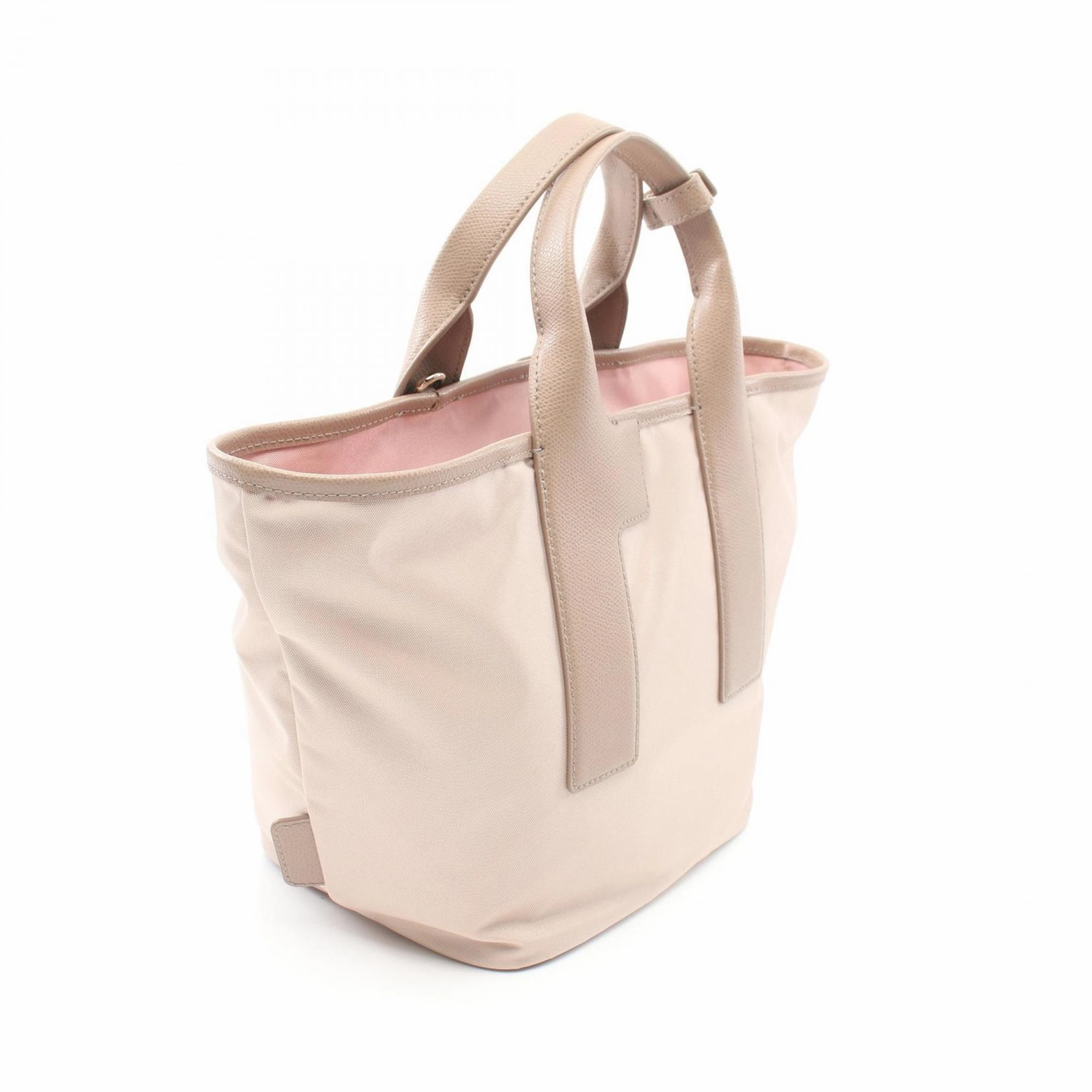 Furla  pink Leather Nylon Canvas Handbag