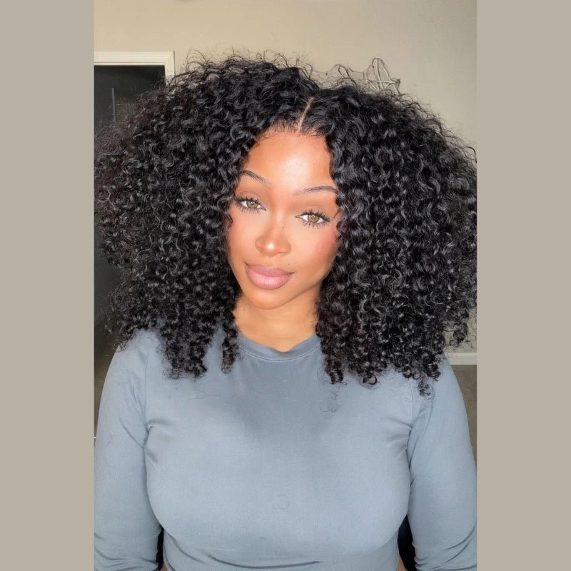 Geeta Glueless Wig Curly Human Hair 13x4 Lace Frontal Curly Wave Bob Wig Pre Plucked Natural Hairline