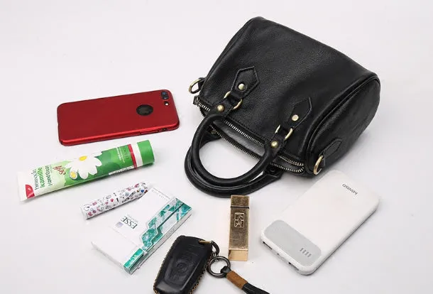Genuine Leather Handbag Boston Bag Crossbody Bag Shoulder Bag Purse For Women